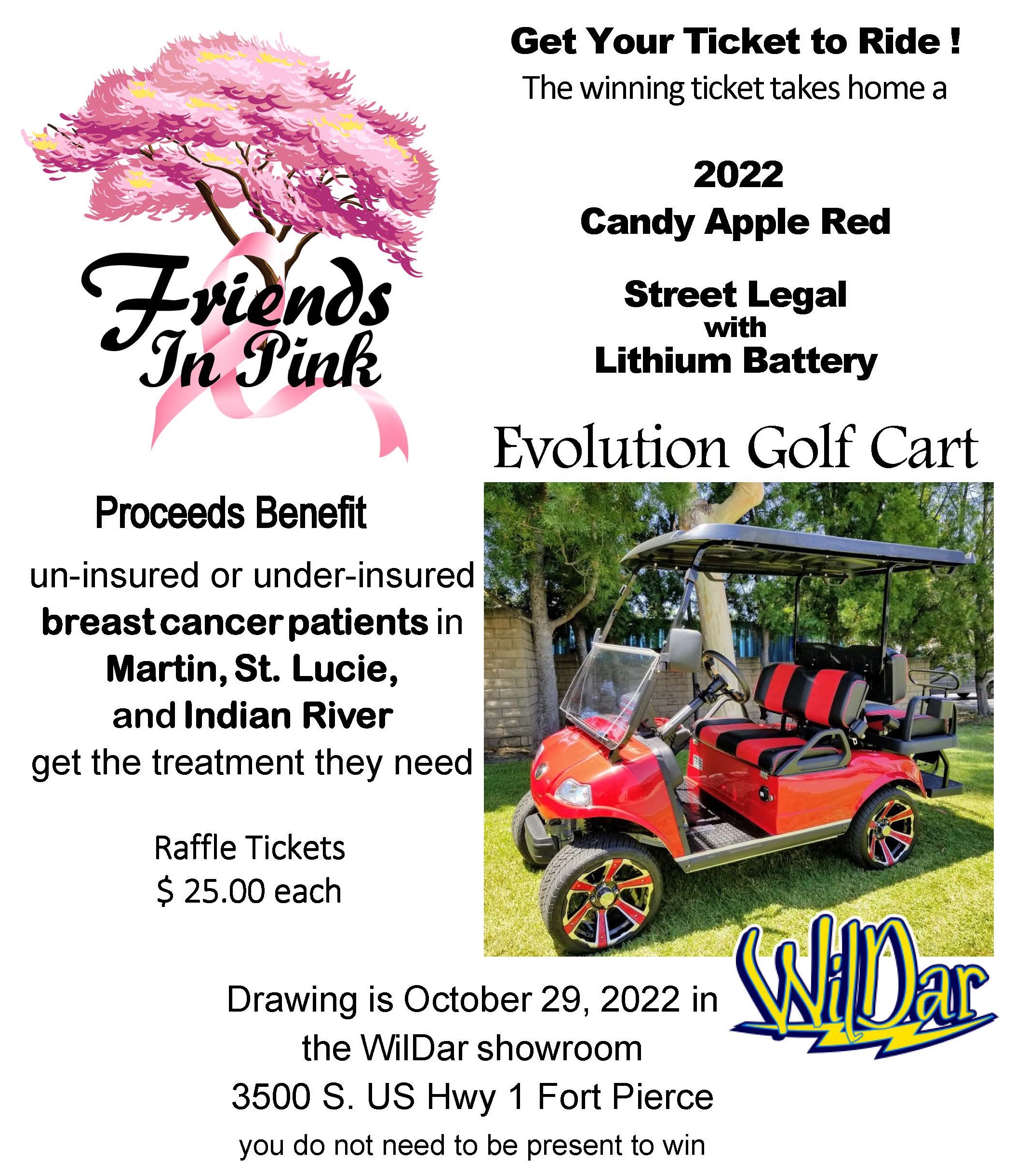 Golf Cart Raffle Friends In Pink